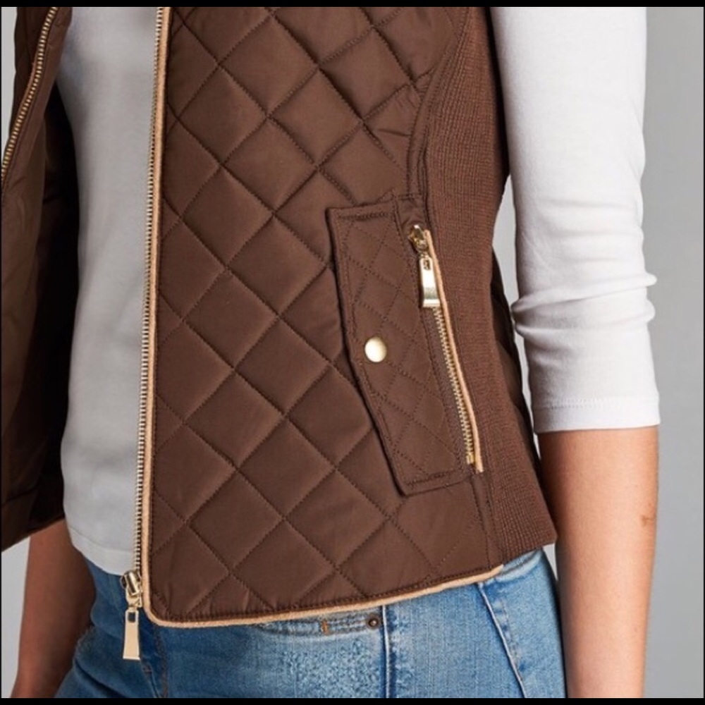 SMALL LEFT! NEW Active USA Brown Quilted Vest - Picture 4 of 5